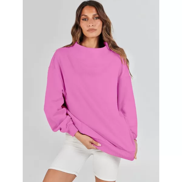 imageANRABESS Womens Oversized Sweatshirts Turtleneck Pullover Long Sleeve Hoodies Tops Fall Outfits 2023 ClothesPink