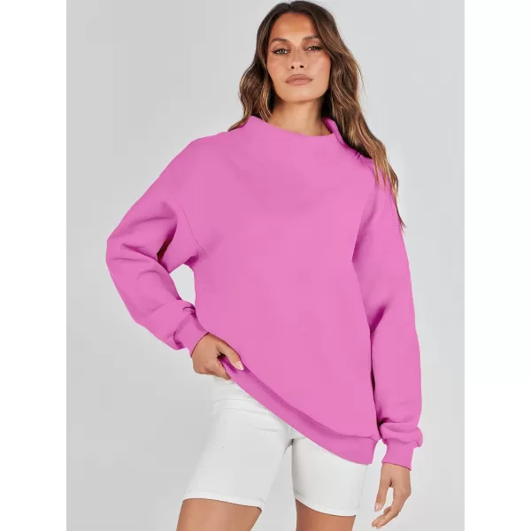 imageANRABESS Womens Oversized Sweatshirts Turtleneck Pullover Long Sleeve Hoodies Tops Fall Outfits 2023 ClothesPink