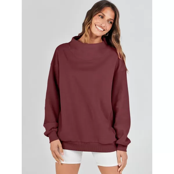 imageANRABESS Womens Oversized Sweatshirts Turtleneck Pullover Long Sleeve Hoodies Tops Fall Outfits 2023 ClothesRed