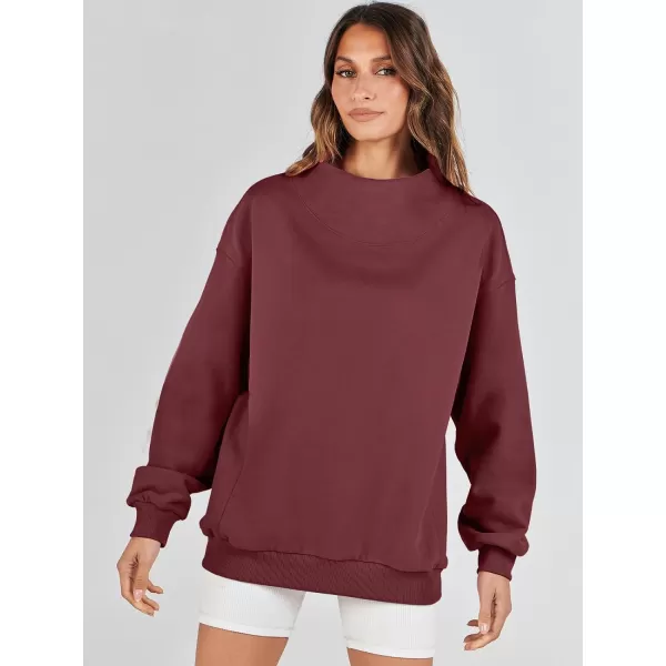 imageANRABESS Womens Oversized Sweatshirts Turtleneck Pullover Long Sleeve Hoodies Tops Fall Outfits 2023 ClothesRed