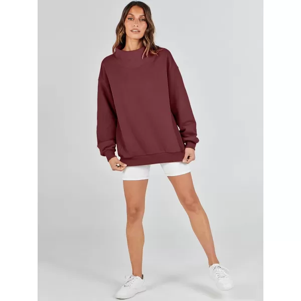 imageANRABESS Womens Oversized Sweatshirts Turtleneck Pullover Long Sleeve Hoodies Tops Fall Outfits 2023 ClothesRed