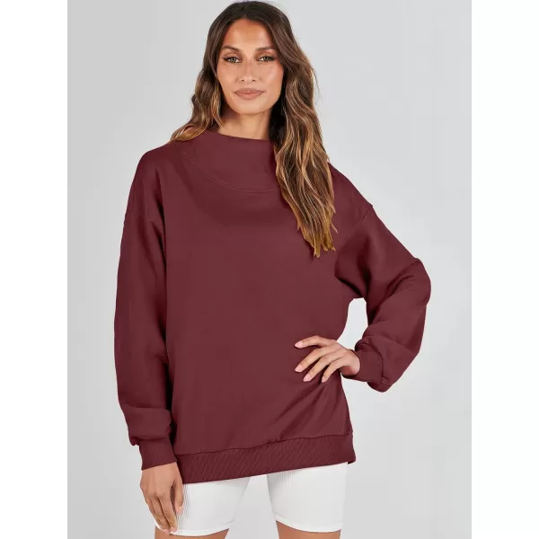 imageANRABESS Womens Oversized Sweatshirts Turtleneck Pullover Long Sleeve Hoodies Tops Fall Outfits 2023 ClothesRed