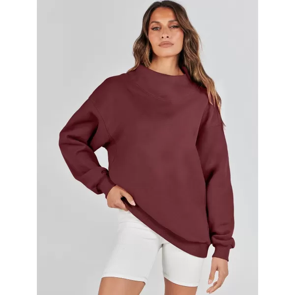 imageANRABESS Womens Oversized Sweatshirts Turtleneck Pullover Long Sleeve Hoodies Tops Fall Outfits 2023 ClothesRed