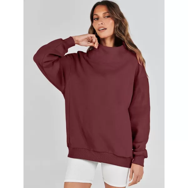 imageANRABESS Womens Oversized Sweatshirts Turtleneck Pullover Long Sleeve Hoodies Tops Fall Outfits 2023 ClothesRed