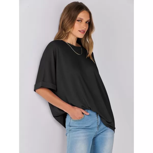 imageANRABESS Womens Oversized T Shirts Short Sleeve Crewneck Summer Tops Casual Loose Basic Tee Shirts 2024 Trendy ClothesBlack