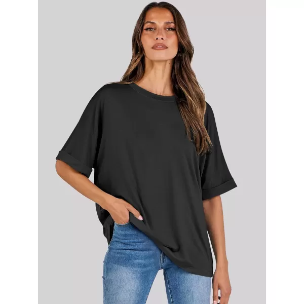 imageANRABESS Womens Oversized T Shirts Short Sleeve Crewneck Summer Tops Casual Loose Basic Tee Shirts 2024 Trendy ClothesBlack