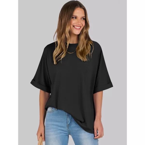 imageANRABESS Womens Oversized T Shirts Short Sleeve Crewneck Summer Tops Casual Loose Basic Tee Shirts 2024 Trendy ClothesBlack