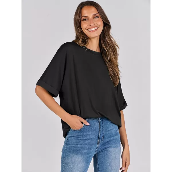imageANRABESS Womens Oversized T Shirts Short Sleeve Crewneck Summer Tops Casual Loose Basic Tee Shirts 2024 Trendy ClothesBlack
