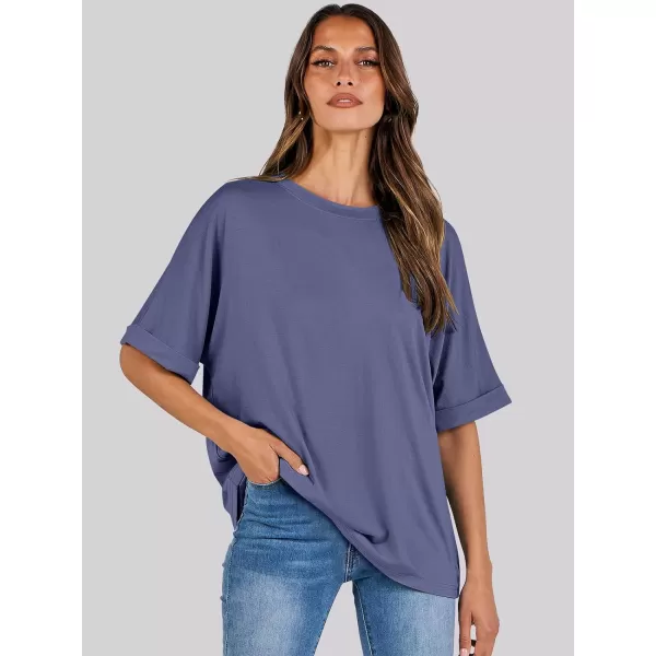 imageANRABESS Womens Oversized T Shirts Short Sleeve Crewneck Summer Tops Casual Loose Basic Tee Shirts 2024 Trendy ClothesBlue Gray
