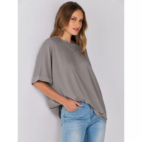 imageANRABESS Womens Oversized T Shirts Short Sleeve Crewneck Summer Tops Casual Loose Basic Tee Shirts 2024 Trendy ClothesBrown