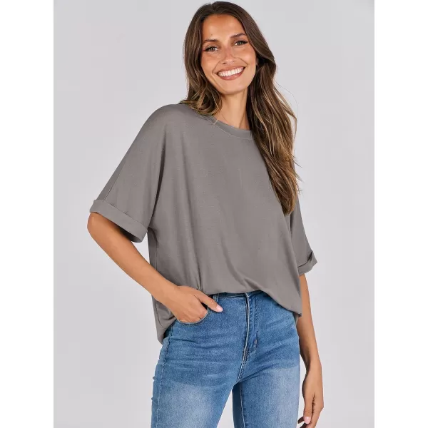 imageANRABESS Womens Oversized T Shirts Short Sleeve Crewneck Summer Tops Casual Loose Basic Tee Shirts 2024 Trendy ClothesBrown