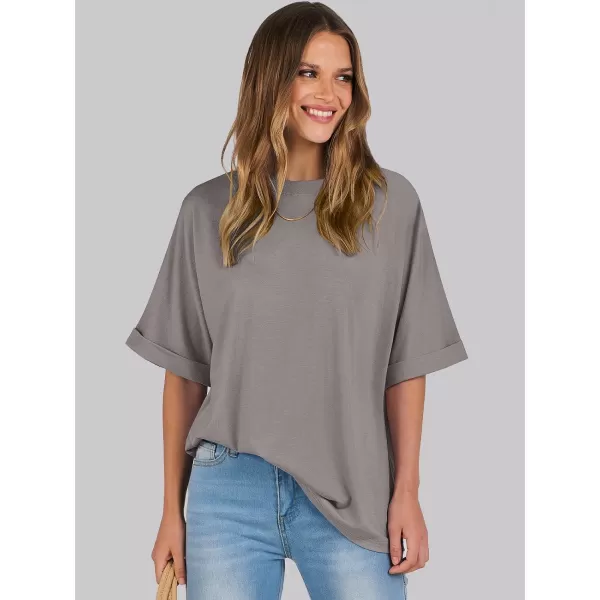 imageANRABESS Womens Oversized T Shirts Short Sleeve Crewneck Summer Tops Casual Loose Basic Tee Shirts 2024 Trendy ClothesBrown