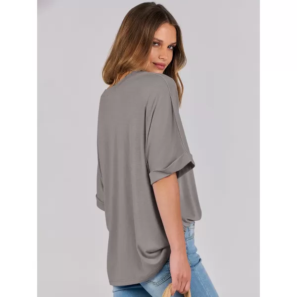 imageANRABESS Womens Oversized T Shirts Short Sleeve Crewneck Summer Tops Casual Loose Basic Tee Shirts 2024 Trendy ClothesBrown