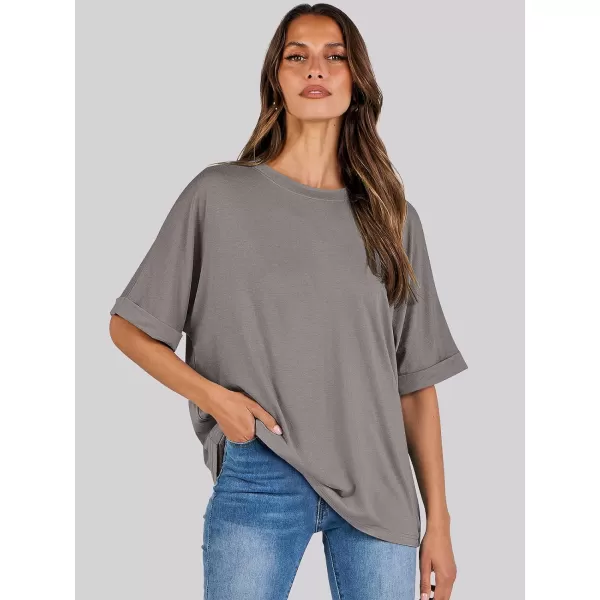 imageANRABESS Womens Oversized T Shirts Short Sleeve Crewneck Summer Tops Casual Loose Basic Tee Shirts 2024 Trendy ClothesBrown