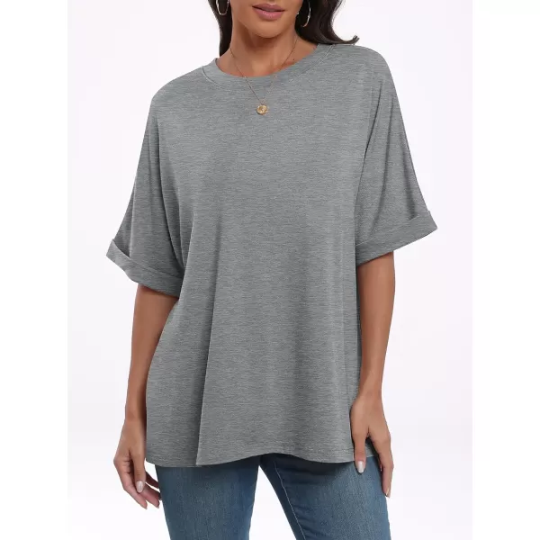 imageANRABESS Womens Oversized T Shirts Short Sleeve Crewneck Summer Tops Casual Loose Basic Tee Shirts 2024 Trendy ClothesGray