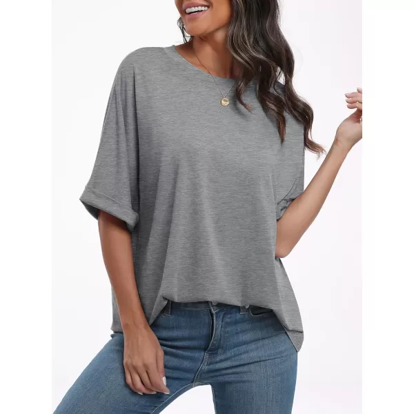 imageANRABESS Womens Oversized T Shirts Short Sleeve Crewneck Summer Tops Casual Loose Basic Tee Shirts 2024 Trendy ClothesGray