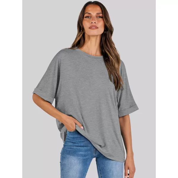 imageANRABESS Womens Oversized T Shirts Short Sleeve Crewneck Summer Tops Casual Loose Basic Tee Shirts 2024 Trendy ClothesGray