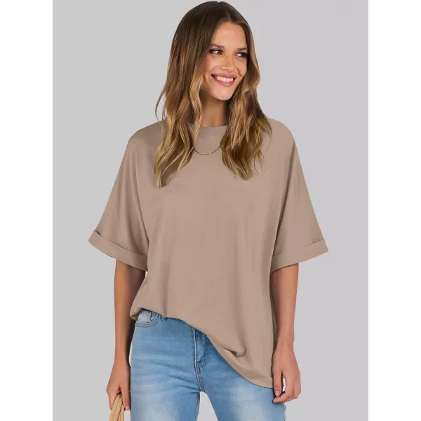imageANRABESS Womens Oversized T Shirts Short Sleeve Crewneck Summer Tops Casual Loose Basic Tee Shirts 2024 Trendy ClothesKhaki