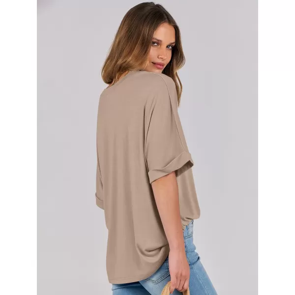 imageANRABESS Womens Oversized T Shirts Short Sleeve Crewneck Summer Tops Casual Loose Basic Tee Shirts 2024 Trendy ClothesKhaki