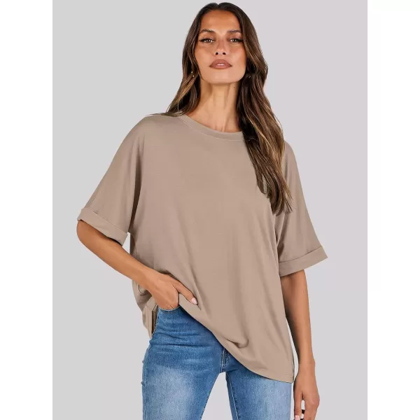 imageANRABESS Womens Oversized T Shirts Short Sleeve Crewneck Summer Tops Casual Loose Basic Tee Shirts 2024 Trendy ClothesKhaki
