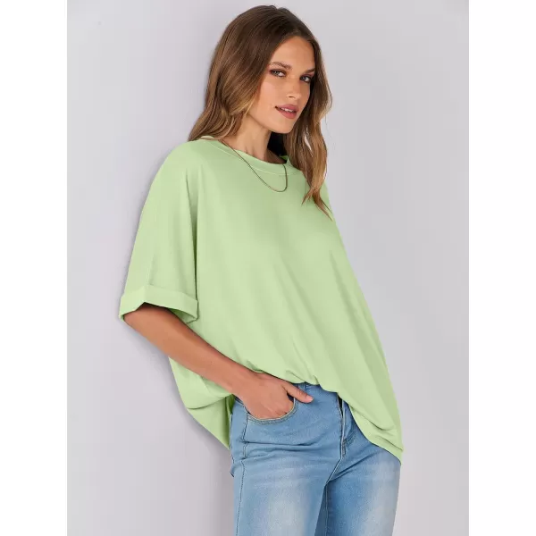 imageANRABESS Womens Oversized T Shirts Short Sleeve Crewneck Summer Tops Casual Loose Basic Tee Shirts 2024 Trendy ClothesLight Green