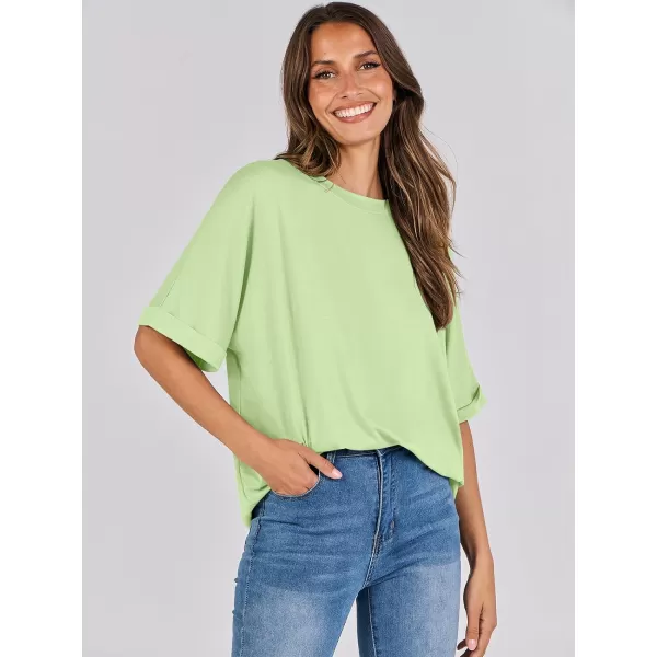 imageANRABESS Womens Oversized T Shirts Short Sleeve Crewneck Summer Tops Casual Loose Basic Tee Shirts 2024 Trendy ClothesLight Green