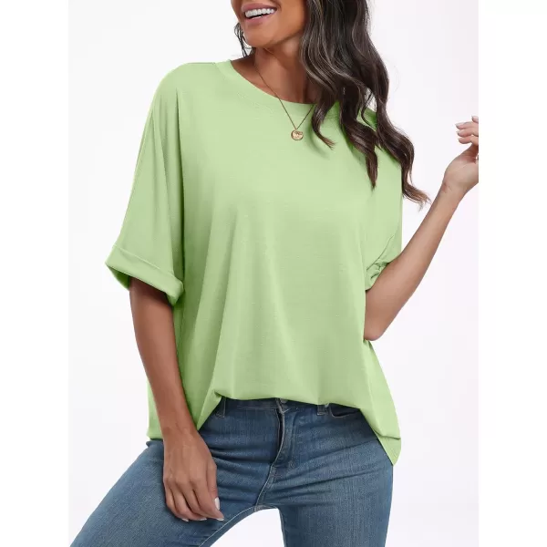 imageANRABESS Womens Oversized T Shirts Short Sleeve Crewneck Summer Tops Casual Loose Basic Tee Shirts 2024 Trendy ClothesLight Green