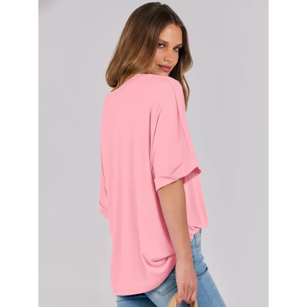 imageANRABESS Womens Oversized T Shirts Short Sleeve Crewneck Summer Tops Casual Loose Basic Tee Shirts 2024 Trendy ClothesPink