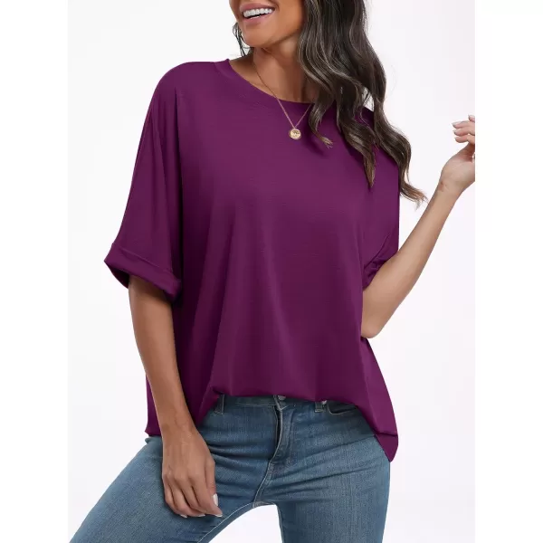 imageANRABESS Womens Oversized T Shirts Short Sleeve Crewneck Summer Tops Casual Loose Basic Tee Shirts 2024 Trendy ClothesPurple