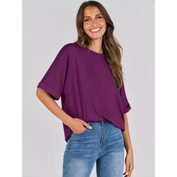 imageANRABESS Womens Oversized T Shirts Short Sleeve Crewneck Summer Tops Casual Loose Basic Tee Shirts 2024 Trendy ClothesPurple