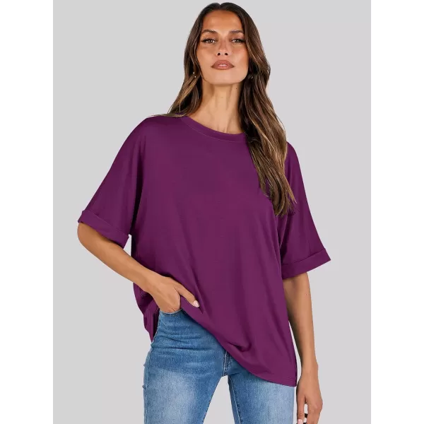 imageANRABESS Womens Oversized T Shirts Short Sleeve Crewneck Summer Tops Casual Loose Basic Tee Shirts 2024 Trendy ClothesPurple