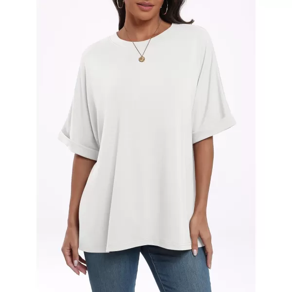 imageANRABESS Womens Oversized T Shirts Short Sleeve Crewneck Summer Tops Casual Loose Basic Tee Shirts 2024 Trendy ClothesWhite