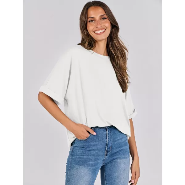 imageANRABESS Womens Oversized T Shirts Short Sleeve Crewneck Summer Tops Casual Loose Basic Tee Shirts 2024 Trendy ClothesWhite