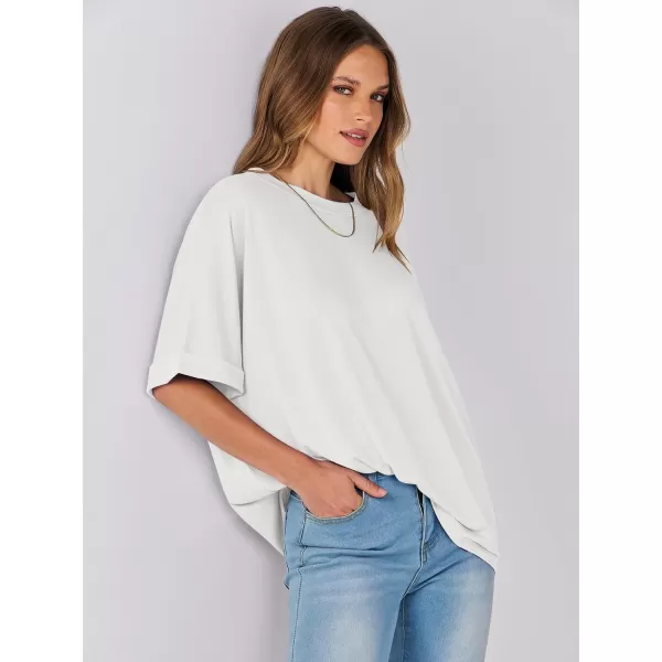 imageANRABESS Womens Oversized T Shirts Short Sleeve Crewneck Summer Tops Casual Loose Basic Tee Shirts 2024 Trendy ClothesWhite