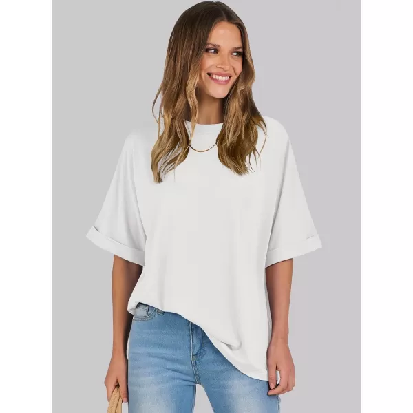 imageANRABESS Womens Oversized T Shirts Short Sleeve Crewneck Summer Tops Casual Loose Basic Tee Shirts 2024 Trendy ClothesWhite