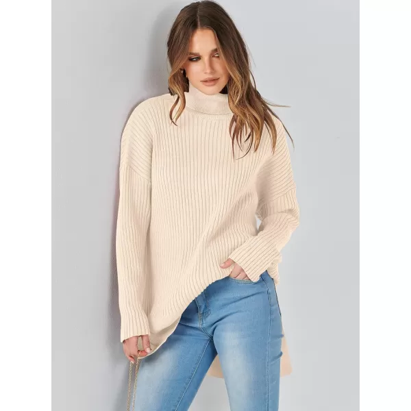 imageANRABESS Womens Oversized Turtleneck Sweater 2023 Winter Trendy Ribbed Knit Pullover Tunic SweaterApricot