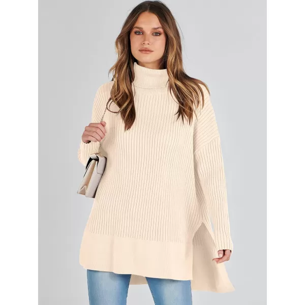 imageANRABESS Womens Oversized Turtleneck Sweater 2023 Winter Trendy Ribbed Knit Pullover Tunic SweaterApricot