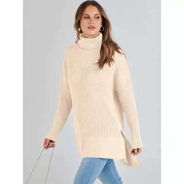 imageANRABESS Womens Oversized Turtleneck Sweater 2023 Winter Trendy Ribbed Knit Pullover Tunic SweaterApricot