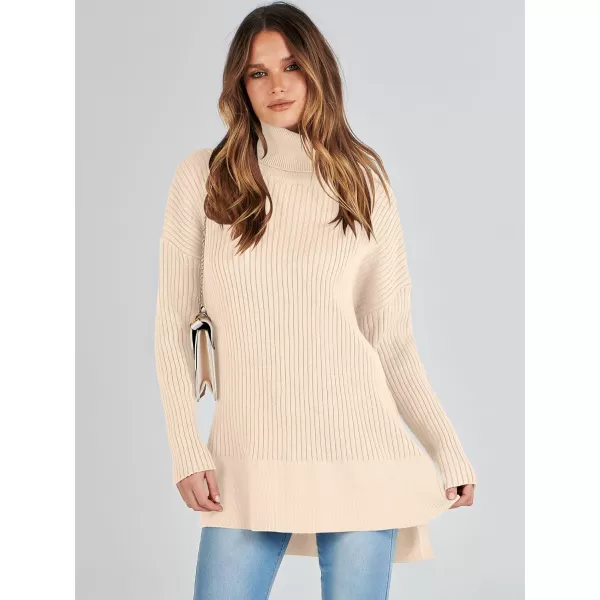 imageANRABESS Womens Oversized Turtleneck Sweater 2023 Winter Trendy Ribbed Knit Pullover Tunic SweaterApricot