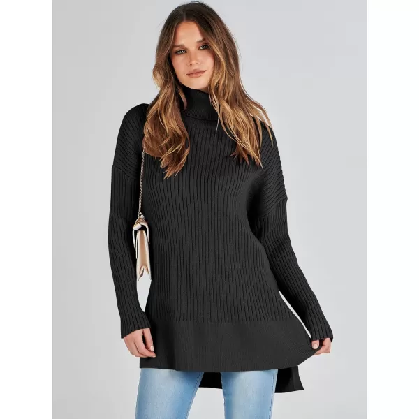 imageANRABESS Womens Oversized Turtleneck Sweater 2023 Winter Trendy Ribbed Knit Pullover Tunic SweaterBlack