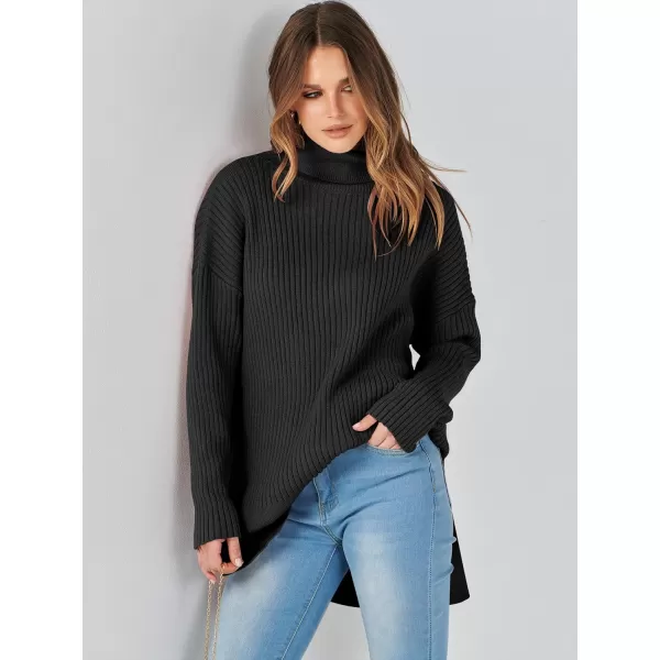 imageANRABESS Womens Oversized Turtleneck Sweater 2023 Winter Trendy Ribbed Knit Pullover Tunic SweaterBlack