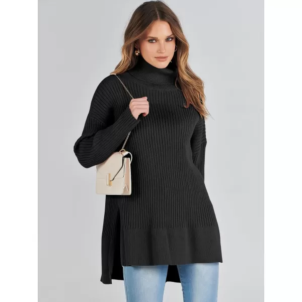 imageANRABESS Womens Oversized Turtleneck Sweater 2023 Winter Trendy Ribbed Knit Pullover Tunic SweaterBlack