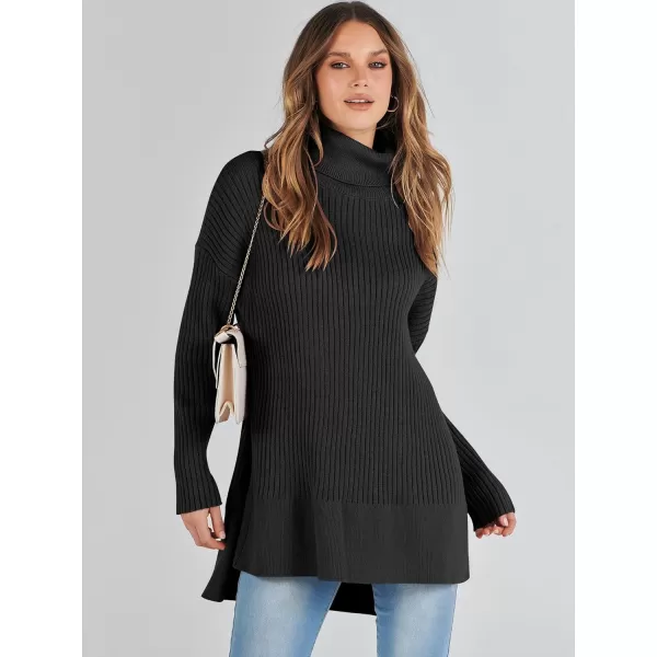 imageANRABESS Womens Oversized Turtleneck Sweater 2023 Winter Trendy Ribbed Knit Pullover Tunic SweaterBlack