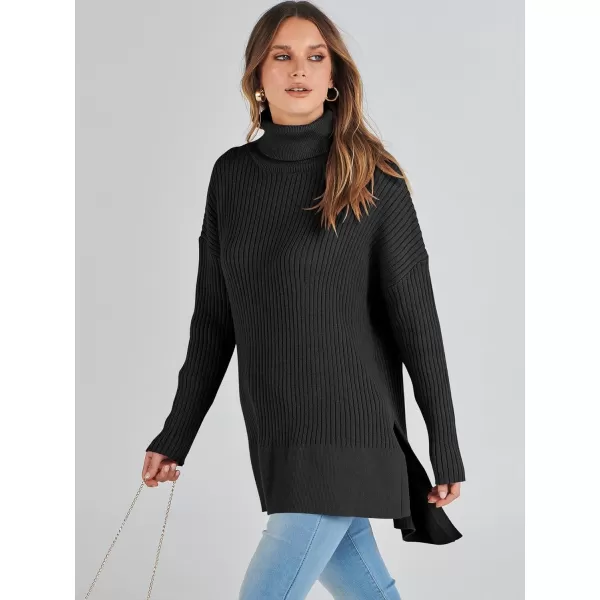 imageANRABESS Womens Oversized Turtleneck Sweater 2023 Winter Trendy Ribbed Knit Pullover Tunic SweaterBlack