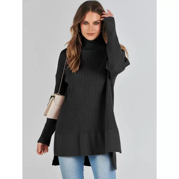 imageANRABESS Womens Oversized Turtleneck Sweater 2023 Winter Trendy Ribbed Knit Pullover Tunic SweaterBlack
