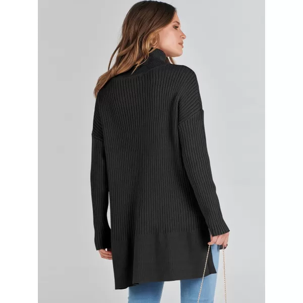 imageANRABESS Womens Oversized Turtleneck Sweater 2023 Winter Trendy Ribbed Knit Pullover Tunic SweaterBlack