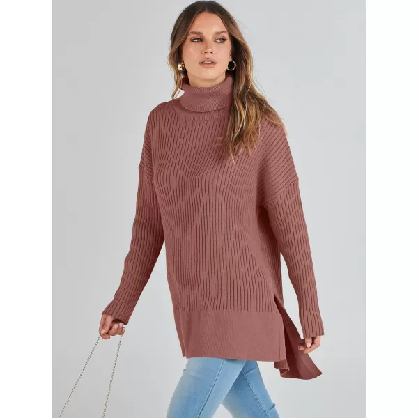 imageANRABESS Womens Oversized Turtleneck Sweater 2023 Winter Trendy Ribbed Knit Pullover Tunic SweaterCoffee