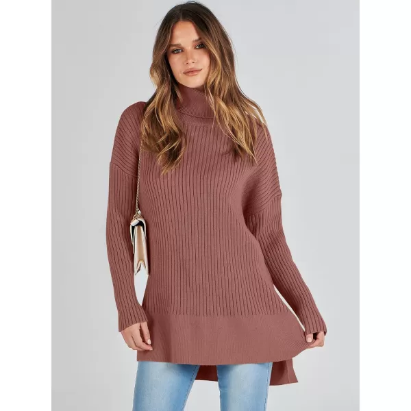 imageANRABESS Womens Oversized Turtleneck Sweater 2023 Winter Trendy Ribbed Knit Pullover Tunic SweaterCoffee