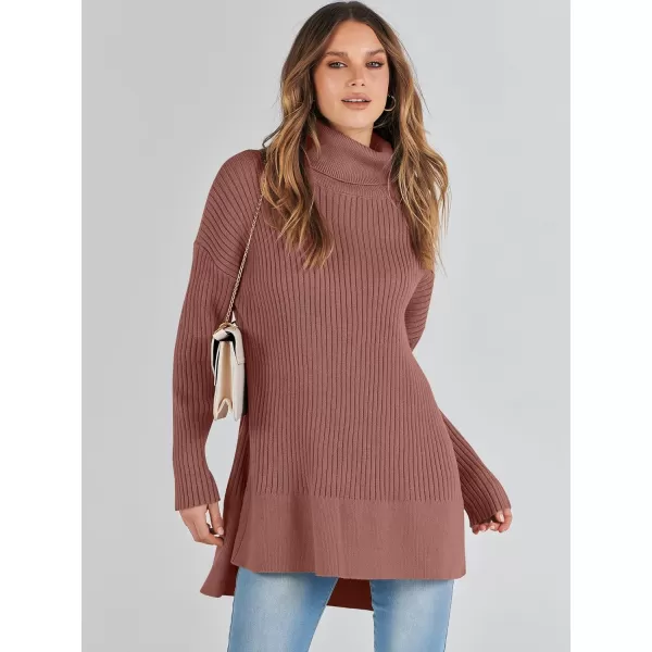 imageANRABESS Womens Oversized Turtleneck Sweater 2023 Winter Trendy Ribbed Knit Pullover Tunic SweaterCoffee