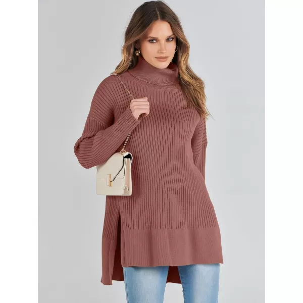 imageANRABESS Womens Oversized Turtleneck Sweater 2023 Winter Trendy Ribbed Knit Pullover Tunic SweaterCoffee